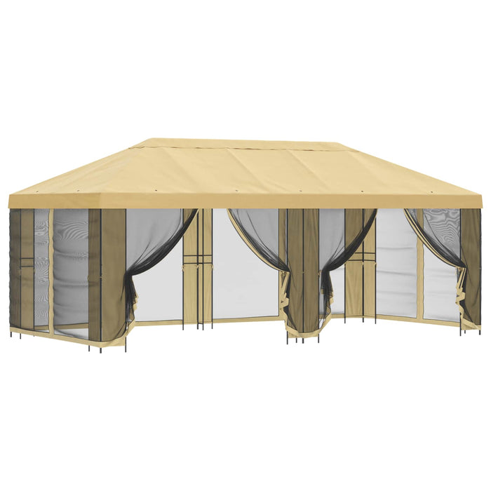 Pavilion cu panouri laterale 6 x 3 m Crem Poliester și oțel 190 - WALTI WALTI