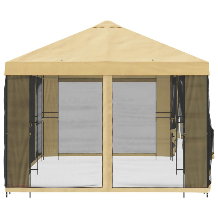Pavilion cu panouri laterale 6 x 3 m Crem Poliester și oțel 190 - WALTI WALTI