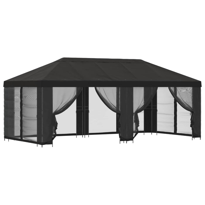 Pavilion cu panouri laterale 6 x 3 m Antracit Poliester și oțel - WALTI WALTI
