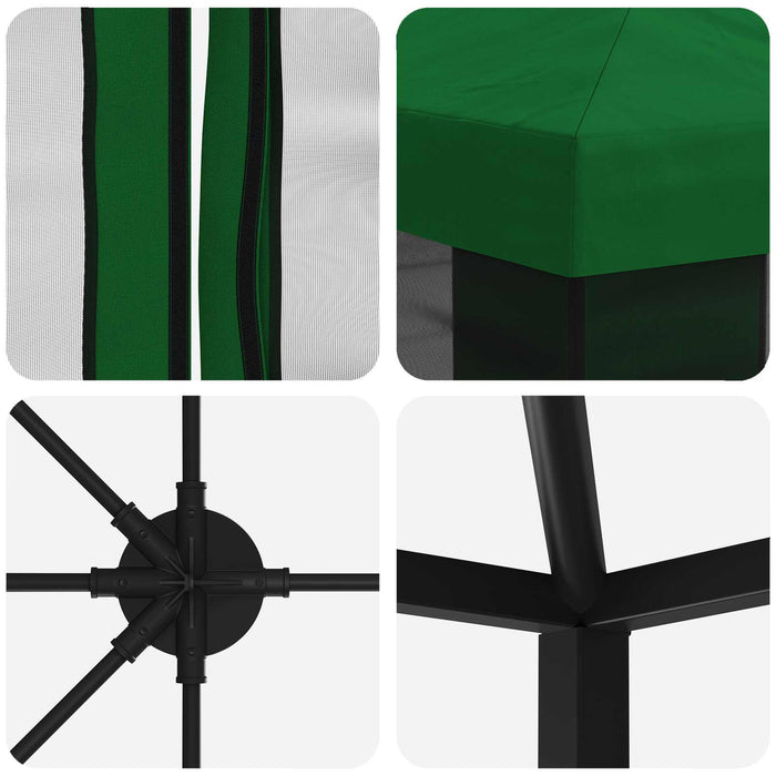 Pavilion cu panouri laterale 6 x 3 m Verde Poliester și oțel - WALTI WALTI