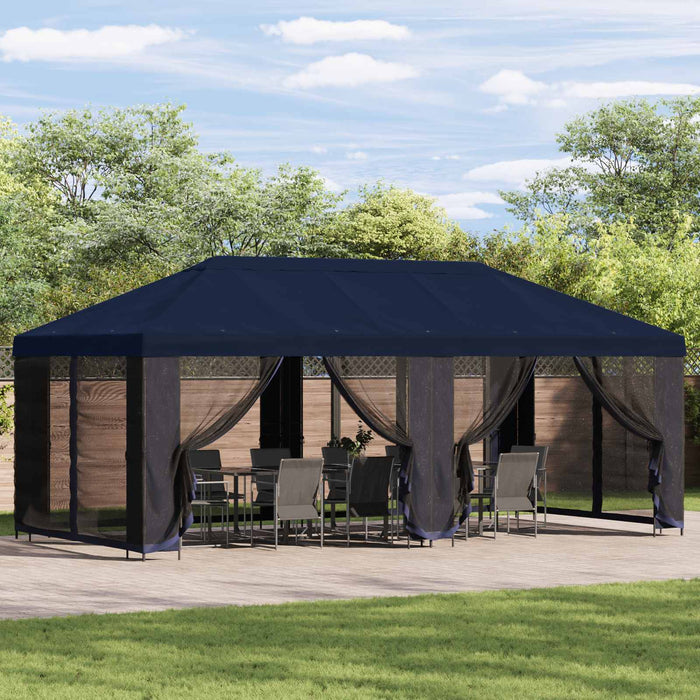 Pavilion cu panouri laterale 6 x 3 m albastru Poliester și oțel - WALTI WALTI