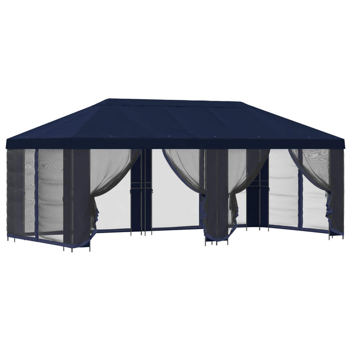 Pavilion cu panouri laterale 6 x 3 m albastru Poliester și oțel - WALTI WALTI