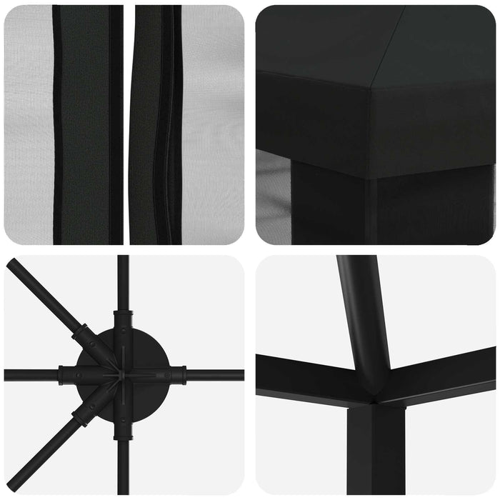 Pavilion cu panouri laterale 6 x 3 m Negru Poliester și oțel - WALTI WALTI