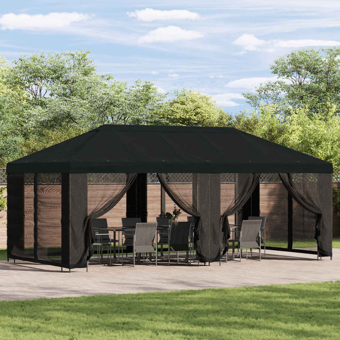 Pavilion cu panouri laterale 6 x 3 m Negru Poliester și oțel - WALTI WALTI