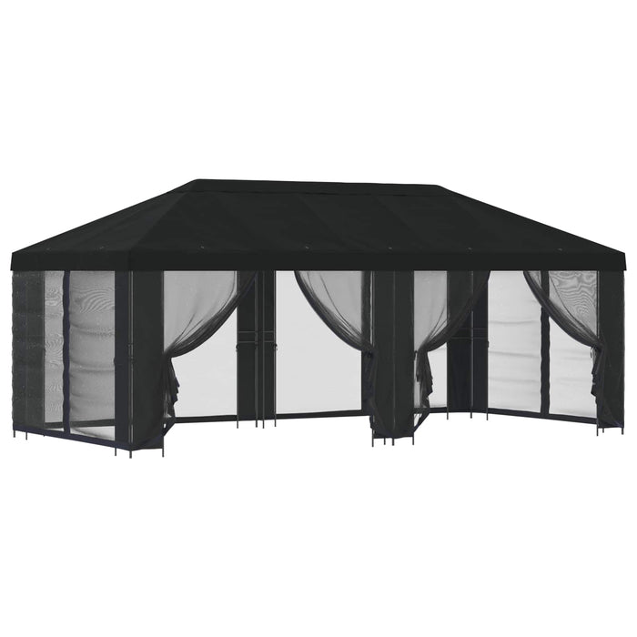Pavilion cu panouri laterale 6 x 3 m Negru Poliester și oțel - WALTI WALTI