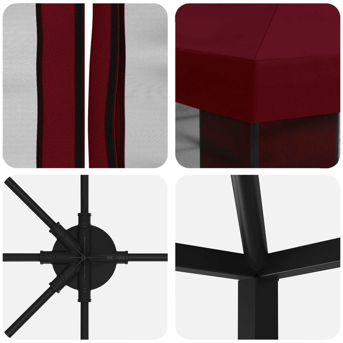 Pavilion cu panouri laterale 6 x 3 m Burgundy Poliester și oțel - WALTI WALTI