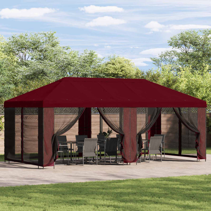 Pavilion cu panouri laterale 6 x 3 m Burgundy Poliester și oțel - WALTI WALTI
