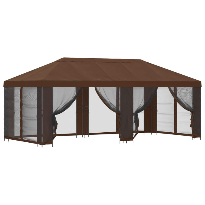 Pavilion cu panouri laterale 6 x 3 m Maro Poliester și oțel 190 - WALTI WALTI
