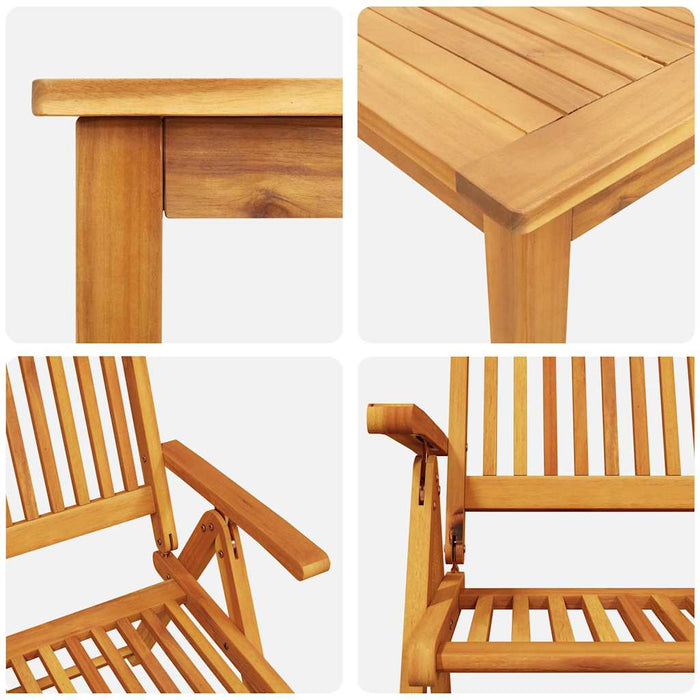 Set de masă pentru grădină 9 pcs Maro lemn masiv de acacia - WALTI WALTI