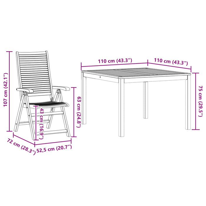 Set de masă pentru grădină 5 pcs Maro Lemn Solid de Acacia WALTI