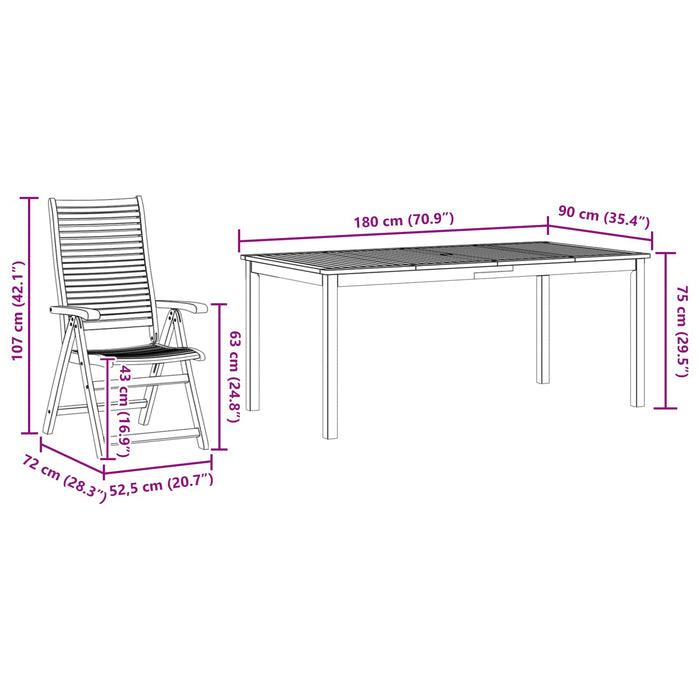 Set de masă pentru grădină 9 pcs Maro Lemn Solid de Acacia - WALTI WALTI
