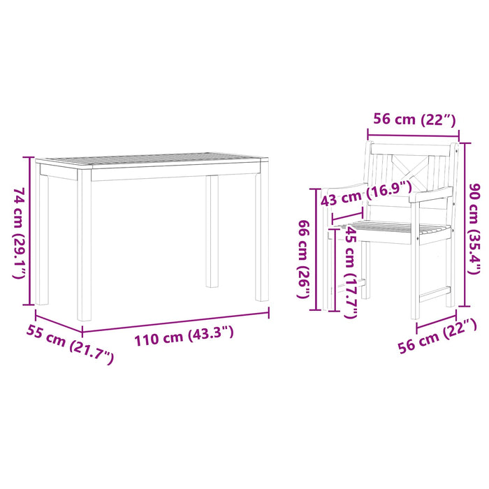 Set de masă pentru grădină 3 pcs Maro Lemn Solid de Acacia - WALTI WALTI