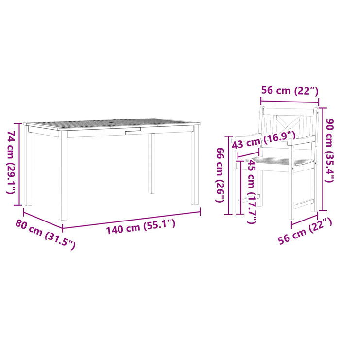 Set de masă pentru grădină 7 pcs Maro Lemn Solid de Acacia - WALTI WALTI