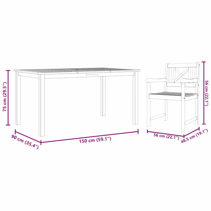 Set de masă pentru grădină 5 pcs Maro lemn masiv de acacia - WALTI WALTI