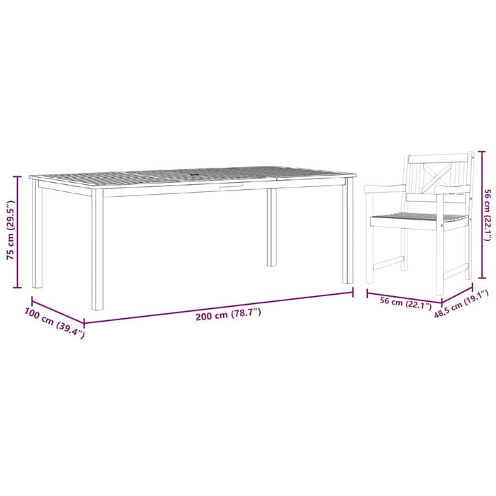 Set de masă pentru grădină 7 pcs Maro lemn masiv de acacia - WALTI WALTI
