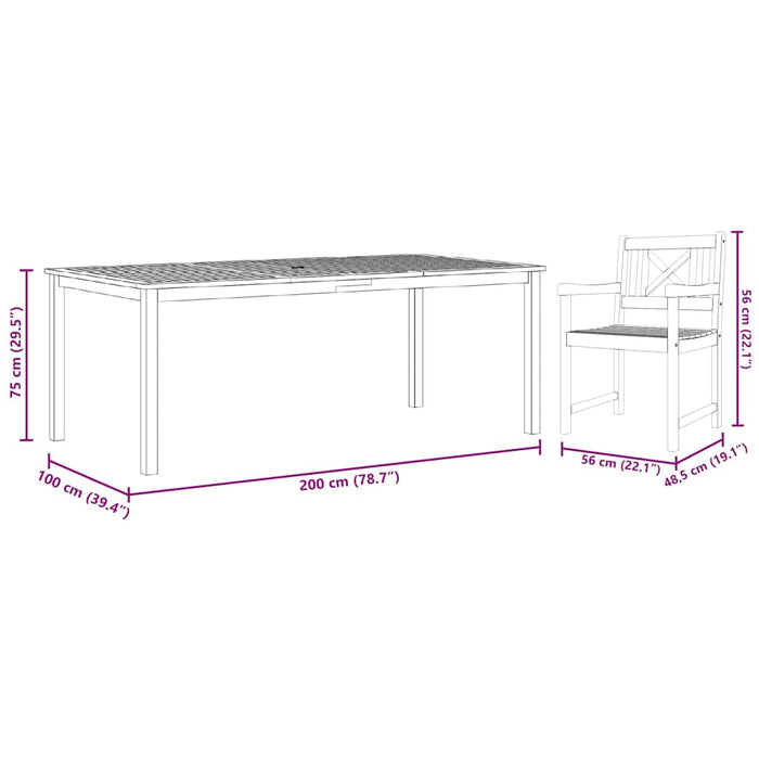 Set de masă pentru grădină 9 pcs Maro Lemn Solid de Acacia - WALTI WALTI