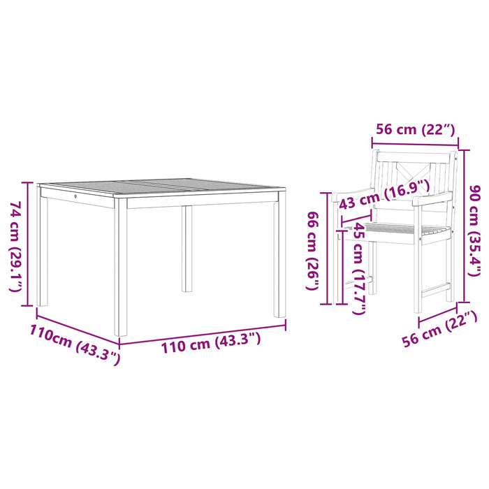 Set de masă pentru grădină 3 pcs Maro Lemn masiv de acacia WALTI
