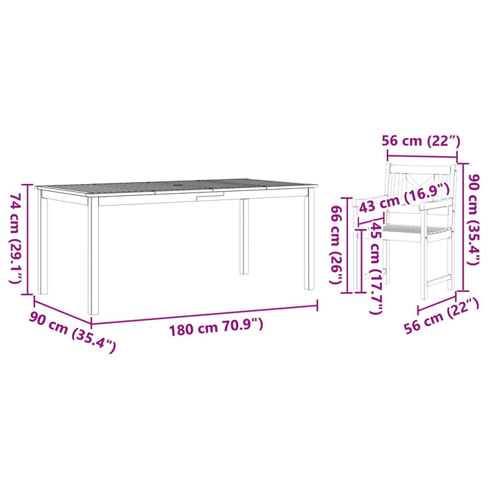 Set de masă pentru grădină 7 pcs Maro Lemn Solid de Acacia - WALTI WALTI