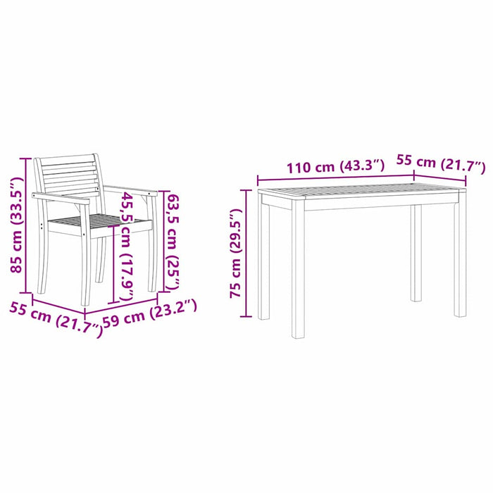 Set de masă pentru grădină 3 pcs Maro Lemn masiv de acacia - WALTI WALTI