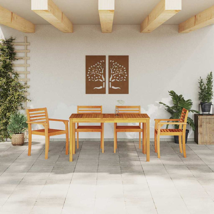 Set de dining 5 pcs Maro 140 x 80 x 74 cm Lemn masiv de acacia - WALTI WALTI