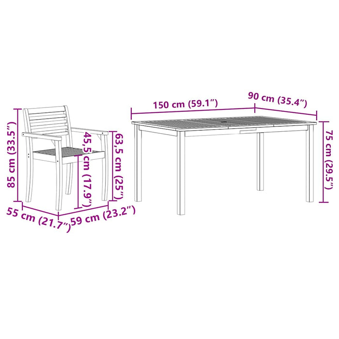 Set masă 5 pcs Maro Natural 150 x 90 x 74 cm - WALTI WALTI