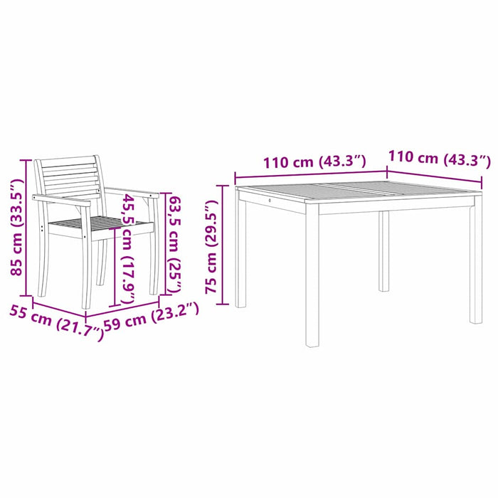 Set Dining Grădină 3 pcs Maro 110 x 110 x 75 cm - WALTI WALTI