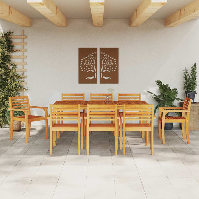 Set de masă de dining 9 pcs Natural 180 x 90 x 75 cm - WALTI WALTI