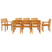 Set de masă de dining 9 pcs Natural 180 x 90 x 75 cm - WALTI WALTI