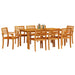 Set de masă de dining 9 pcs Natural 180 x 90 x 75 cm - WALTI WALTI