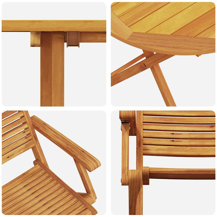 Set Bistro Pliabil 3 pcs Maro Lemn Solid de Acacia - WALTI WALTI