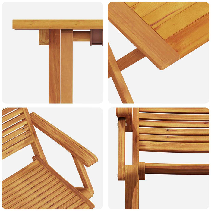 Set Bistro Pliabil 3 pcs Maro Lemn Solid de Acacia - WALTI WALTI