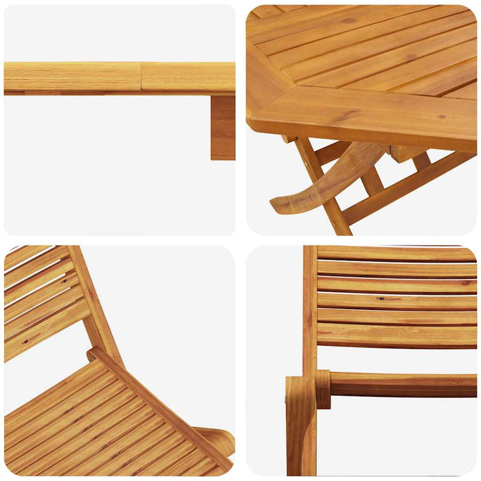 Set Bistro Pliabil Manual 3 pcs Acacia natural 60 x 60 x 75 cm - WALTI WALTI