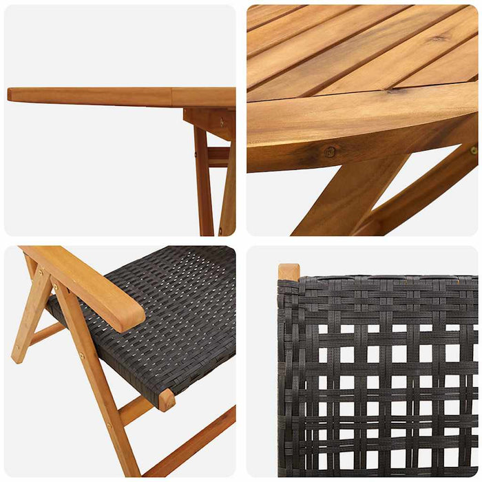 Masă de grădină pliantă Manual 5 pcs Negru - WALTI WALTI