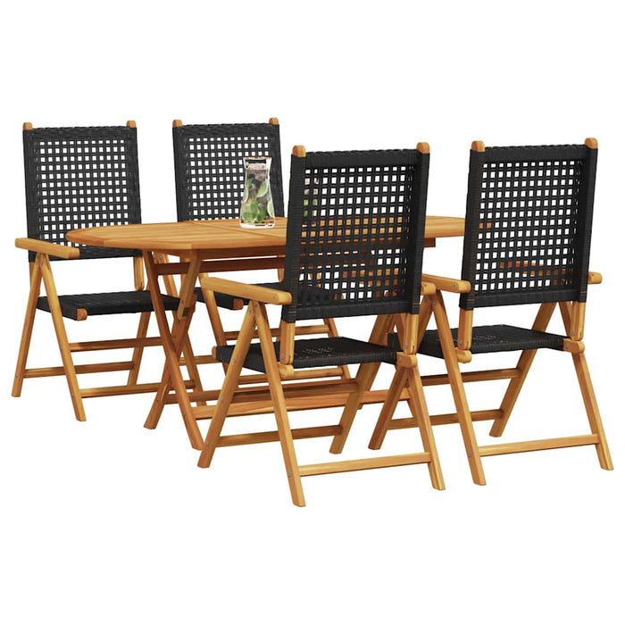 Masă de grădină pliantă Manual 5 pcs Negru - WALTI WALTI