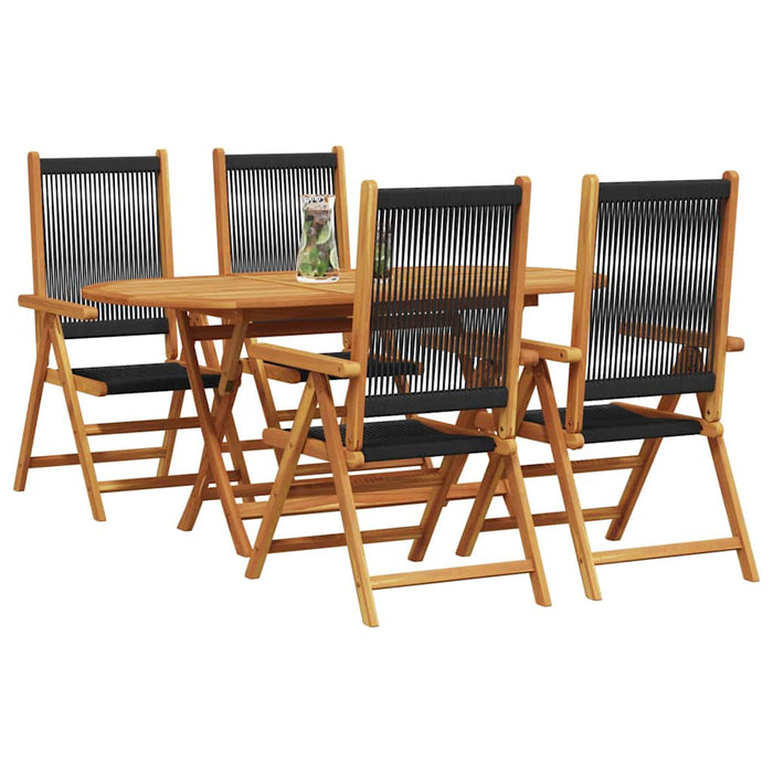 Masă de grădină pliabilă Manual 5 pcs Negru - WALTI WALTI