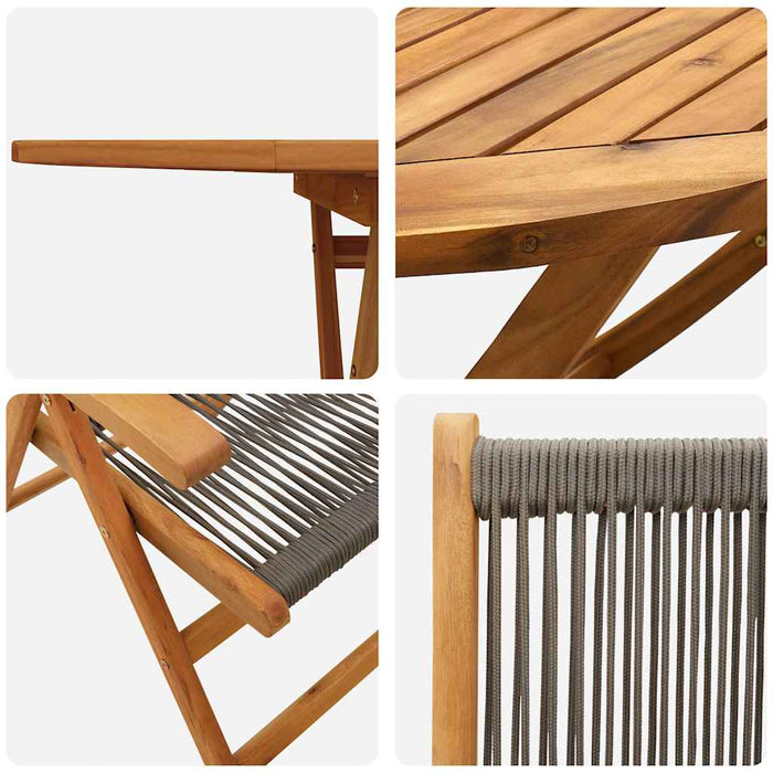Masă de grădină pliabilă Manual 7 pcs Gri - WALTI WALTI