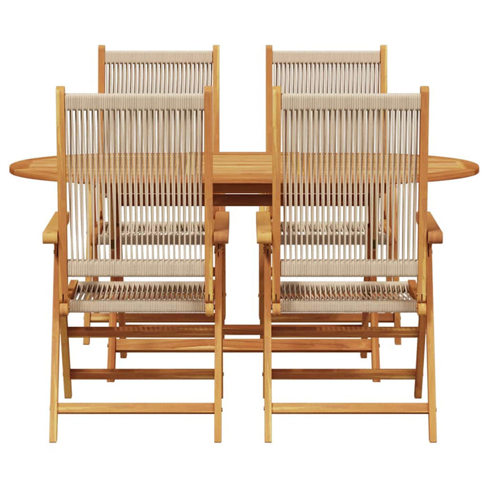 Masă pliabilă de grădină Manual 5 pcs Bej 160x85x75 cm - WALTI WALTI