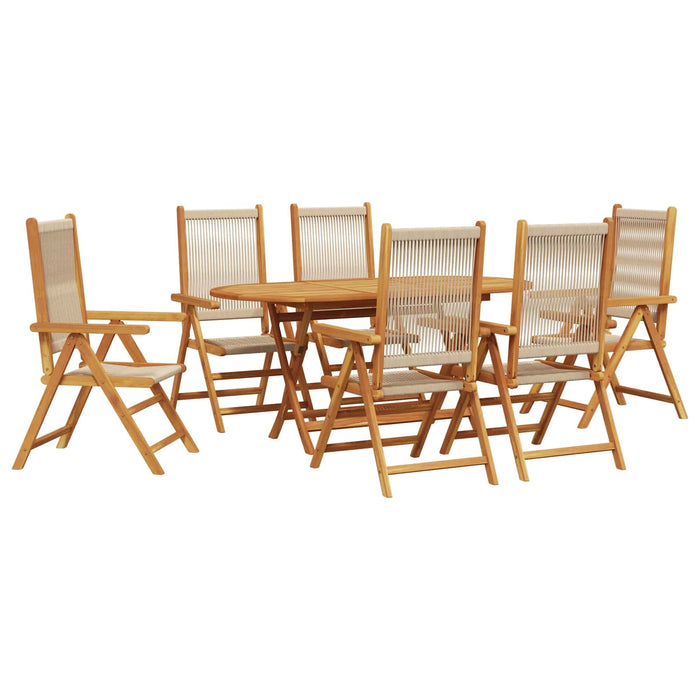 Set de masă pentru grădină 7 pcs Bej Lemn Solid de Acacia - WALTI WALTI