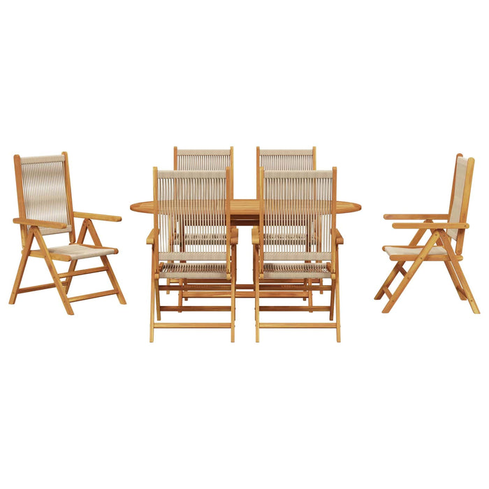 Set de masă pentru grădină 7 pcs Bej Lemn Solid de Acacia - WALTI WALTI