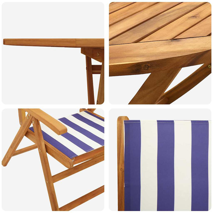 Set de masă pentru grădină 7 pcs Albastru și Alb WALTI