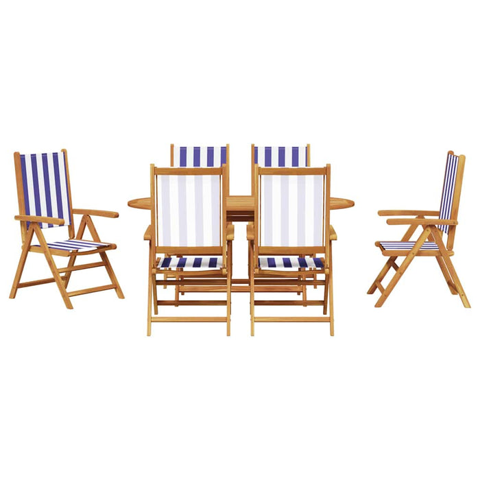 Set de masă pentru grădină 7 pcs Albastru și Alb WALTI