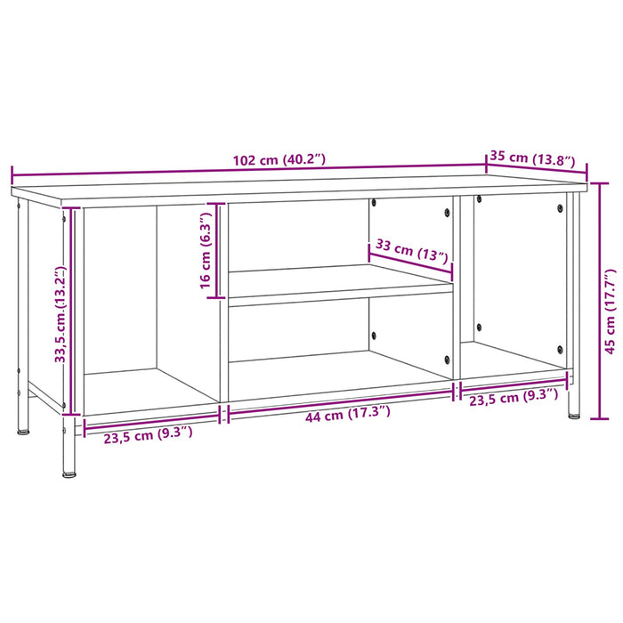 Cabinet TV Stejar Negru 102 x 35 x 45 cm Lemn compozit - WALTI WALTI