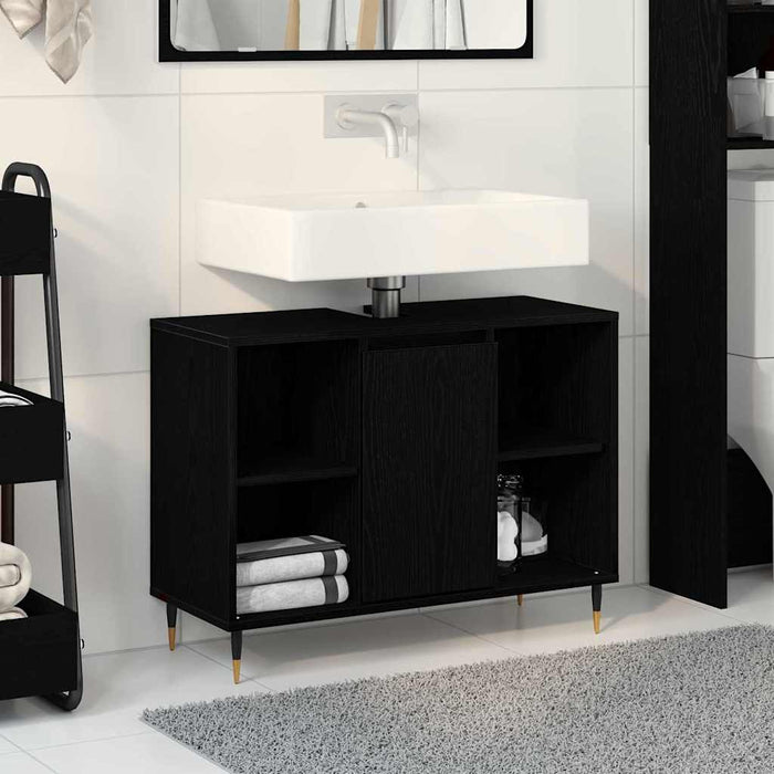 Dulap de Baie cu raft Negru 80 x 33 x 60 cm Lemn compozit - WALTI WALTI