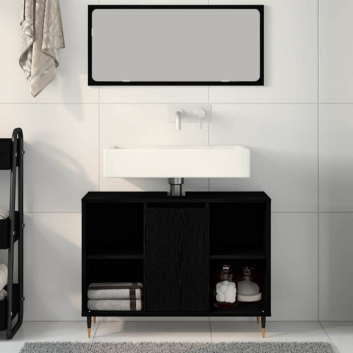 Dulap de Baie cu raft Negru 80 x 33 x 60 cm Lemn compozit - WALTI WALTI