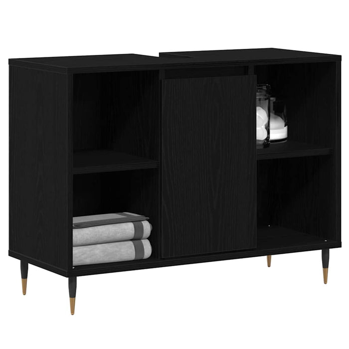 Dulap de Baie cu raft Negru 80 x 33 x 60 cm Lemn compozit - WALTI WALTI