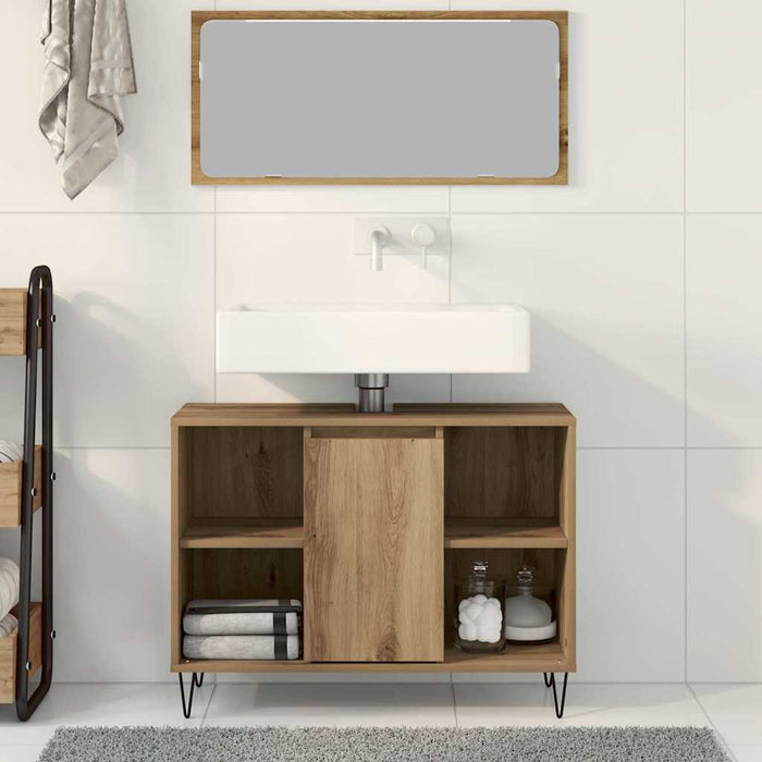 Dulap de Baie Stejar Artizanal 80 x 33 x 60 cm Lemn compozit - WALTI WALTI