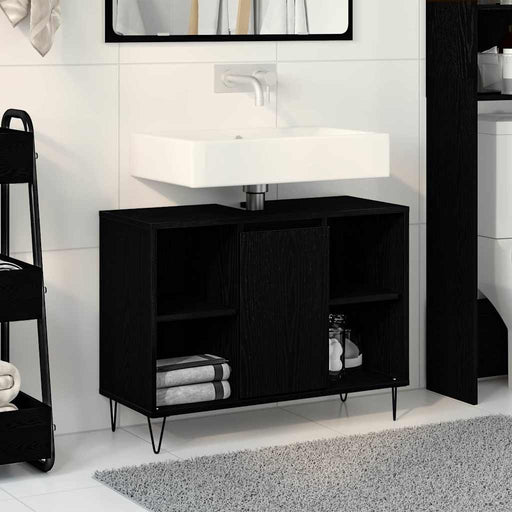 Dulap de Baie cu raft Negru 80 x 33 x 60 cm Lemn compozit - WALTI WALTI