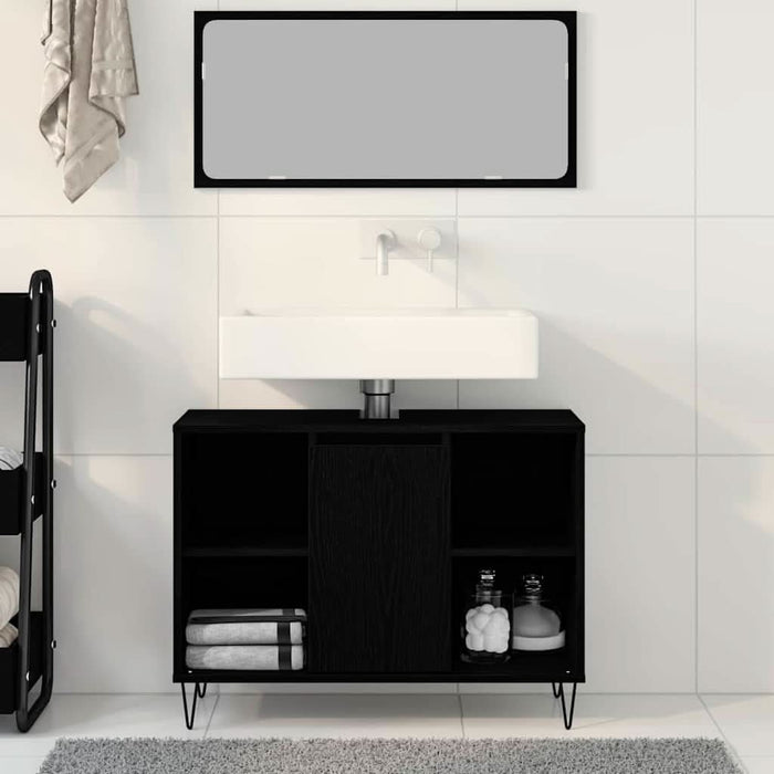 Dulap de Baie cu raft Negru 80 x 33 x 60 cm Lemn compozit - WALTI WALTI