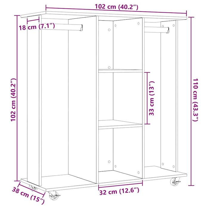 Dulap cu raft stejar artizanal 102 x 38 x 110 cm Lemn compozit WALTI