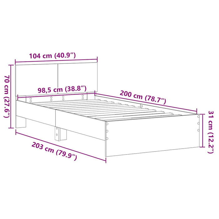 Cadru de Pat cu Tăblie cu headboard Lemn Vechi 100 x 200 cm - WALTI WALTI